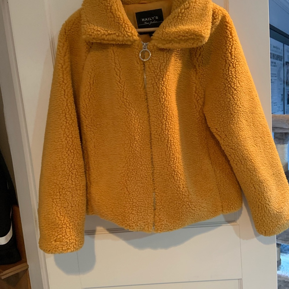 Jacket Faux teddy fur mustard yellow